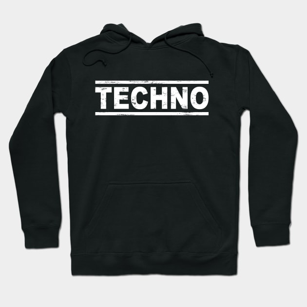 TECHNO MUSIC WHITE TEXT Hoodie by shirts.for.passions